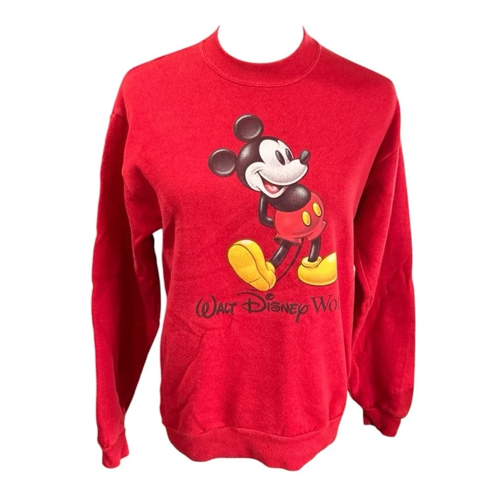 Disney World Kids XL Sweater Pullover Sweatshirt Red Mickey Mouse